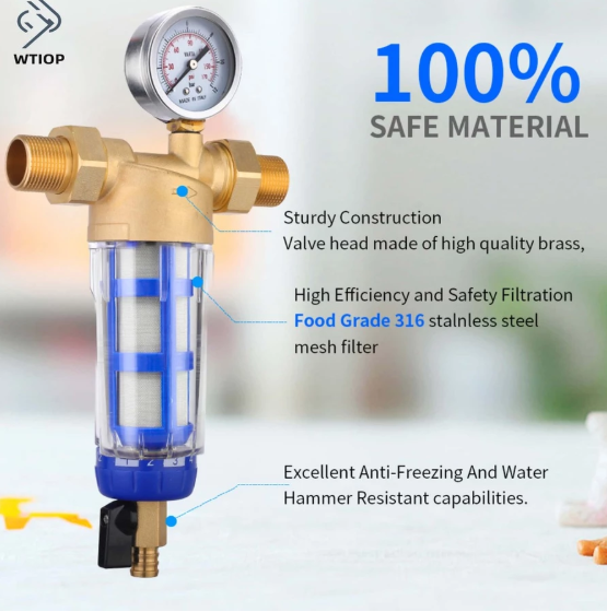 Filter Purifier Whole House Spin Down Sediment Water Filter Central Prefilter System Backwash Stainless Steel Mesh - Image 2