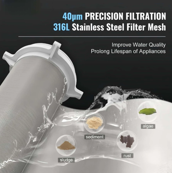 Filter Purifier Whole House Spin Down Sediment Water Filter Central Prefilter System Backwash Stainless Steel Mesh - Image 3